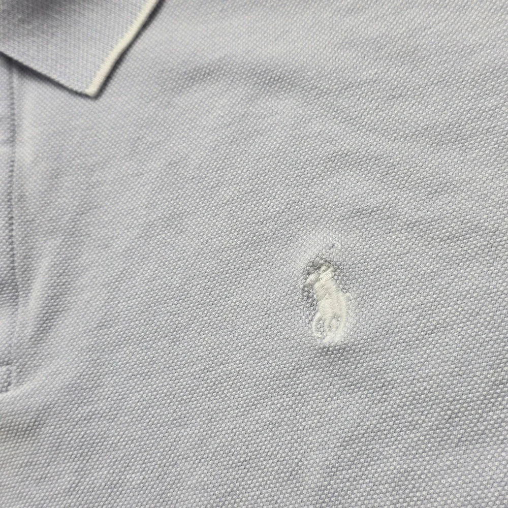 Polo Ralph Lauren Men's XXL Classic Fit Light Blue Tipped Pique Polo Shirt